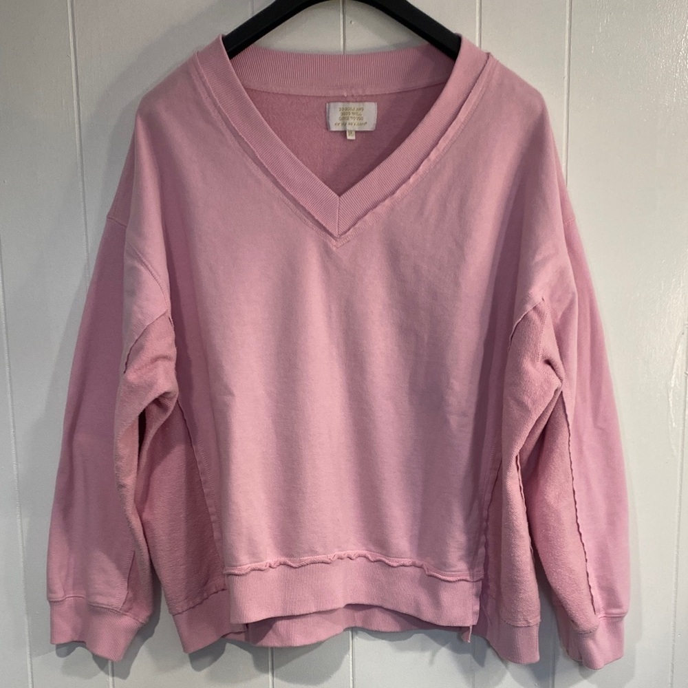 Simply Southern Sweatshirt Pale Pink Slouchy V-Neck Cotton Lounge Extra Large - Picture 2 of 10